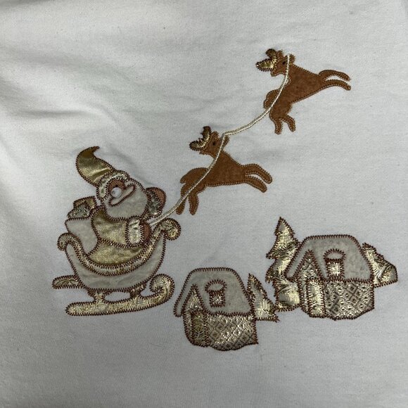 Vintage 90's Bobbie Brooks Cream Christmas Sweatshirt.  Size XL (16-18) - Picture 3 of 5